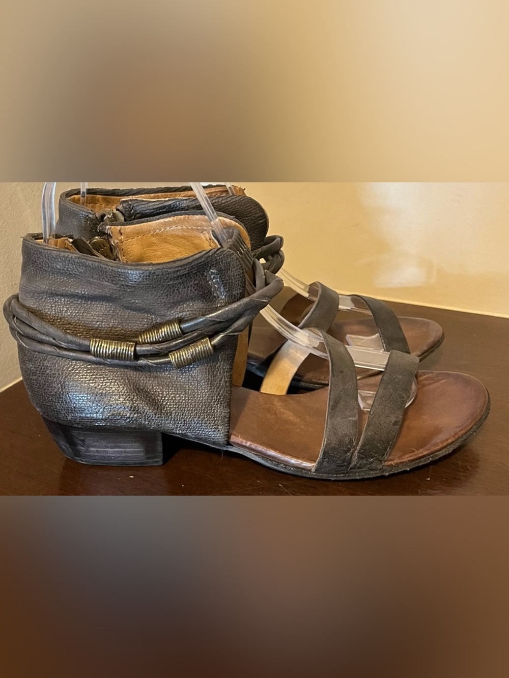 A.S.98 Women's Leather Ankle-Strap Sandals Size 6